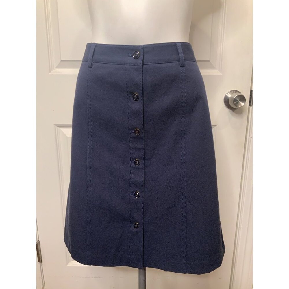 J. McLaughlin Dark Blue A-Line Button-Up Front Skirt, 8 Size